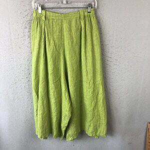 Natural Pants Womens Small Made in Italy Linen Wide Leg Cropped  Artsy